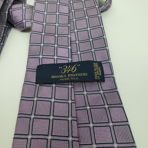 Brooks Brothers Pure Silk Grid Purple Tie - Picture 6 of 6